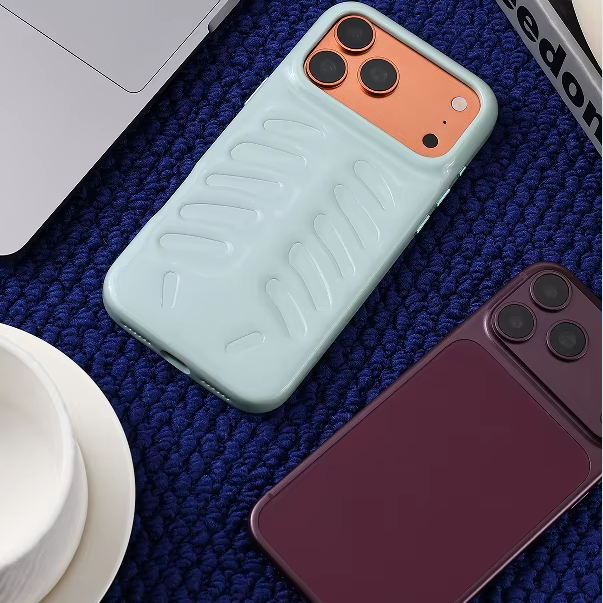 Zenos Glossy 3D Wave Texture Phone Case for iPhone 18, Shock Absorbing Hard PC Shell Soft Lining Anti Drop Protective Cover