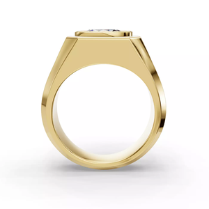 แหวนตราประทับสำหรับผู้ชาย SGARIT ทองคำแท้ 14K ประดับเพชรทรงกลม 1 กะรัต เพาะเลี้ยงในห้องปฏิบัติการ ตัวเรือนแบบ Bezel-Set เหมาะสำหรับใส่ทุกวัน - Product Image 4