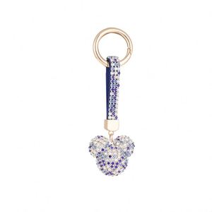 High Quality Strass Rhinestone Mickey Head Keychain Animal Full Crystal Ball Leather Lanyard <b>Key</b> <b>Chain</b> Cute Bag Charms Jewelry - Product Image 5