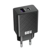 Cargador Rápido para Celular de 66W con Enchufe Europeo y Cable USB Tipo-C PD, Adaptador de Corriente USB-C de Carga Rápida