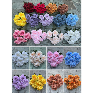<span class=keywords><strong>Bouquet</strong></span> en Gros <span class=keywords><strong>de</strong></span> Fleurs Artificielles en Soie, 9 Roses Diamant pour Mariage et Décoration Intérieure - Product Image 4