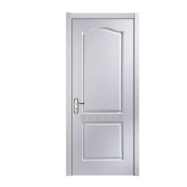 Garantia de Qualidade Newgood 2 Painéis Elevados Puertas Branco Pintado Prehung Interior MDF Moldado Porta Com Moldura
