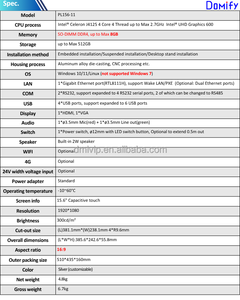 Domify PL156-11 15.6 inch công nghiệp điện dung DDR4 tất cả-trong-một màn hình cảm ứng màn hình hiển thị Chống Bụi kèm theo đầy đủ cho - Product Image 4