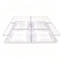 Plateau en plastique à 4 compartiments, assiettes transparentes pour apéritifs, plateau carré pour desserts, pour fêtes et mariages