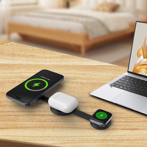 Chargeurs de voyage multifonctions 3 en 1 <span class=keywords><strong>Chargeur</strong></span> sans fil magnétique Magsaferred pour <span class=keywords><strong>iPhone</strong></span> IWatch Airpod <span class=keywords><strong>Chargeur</strong></span> sans fil magnétique pour Samsung - Product Image 6