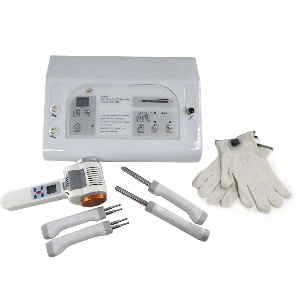 2 IN 1 Bio Microcurrent Facial Skin Electrotherapy Lift Beauty Machine with Cold Hot Hammer and glove