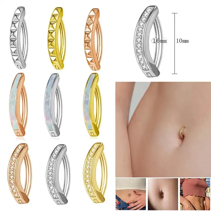 Amazon.com: SAILIMUE 6 Pcs Surgical Steel Clicker Belly Button Rings for  Women 14G Belly Ring CZ Reverse Navel Ring Dangle Belly Piercing Jewelry  Pack : Clothing, Shoes & Jewelry