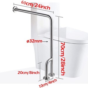 Poignée de sécurité pour toilettes en acier inoxydable 304 en forme de U, accessible aux personnes âgées et aux personnes handicapées, support de sécurité pour salle de bain - Product Image 2