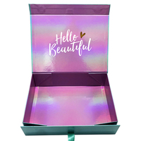 Boîte cadeau de luxe en carton rigide avec fermeture magnétique, impression personnalisée, turquoise et violet, pour cadeaux