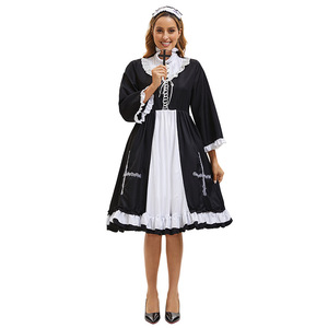 Disfraz de Sirvienta para Mujer, Vestido Blanco y Negro con Detalle de Cruz, Disfraz de Fiesta de Halloween, Traje para Actuación en Escenario - Product Image 2