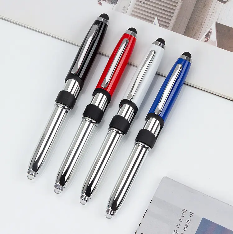 4 in 1 çok fonksiyonlu kalem cep telefon tutucu Stylus kalem ile LED ışık