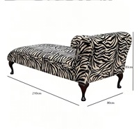 Chaise longue rétro française à imprimé zèbre, en bois massif avec pieds courbés, fauteuil inclinable en tissu, canapé de luxe pour salon et salle d'exposition, style décontracté et élégant