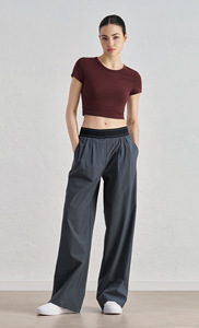 Pantalons de sport tissés neufs, à jambes larges décontractées et une sensation fluide. Pantalon droit avec taille haute, design amincissant pour le <span class=keywords><strong>yoga</strong></span> - Product Image 4