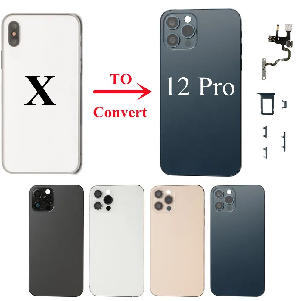 DIY Back Housing for iPhone X Convert to 12 Pro 13 Pro XR 11 to 12 13 Upgrade XS Max Like 12 Pro Max Back Glass Body