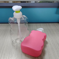 Bouteille en plastique PET de 500 ml avec pompe pulvérisatrice, impression sérigraphique, pour shampoing, gel douche, lotion, sérum de soin de la peau, motif ours, pour enfants, vente en gros