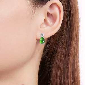 S925 silver inlaid natural A-grade jadeite <b>emerald</b> green ice type jade pendant <b>stud</b> earrings for women, fashionable jewelry - Product Image 5