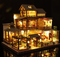 Kit de maison miniature en bois 3D à faire soi-même avec lumières LED, modèle architectural, jouet de construction pour adultes, OEM ODM