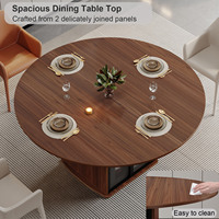 Table de salle à manger ronde de 47 pouces avec refroidisseur à vin, rangement pour verres, étagère réglable, piétement en noyer - Fournisseur en gros