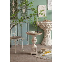 Table basse en bois Simple et rustique, de Style européen, Table de nuit en blanc nordique, avec sculpture sur la Base, pour le salon, bout latéral, Table de thé