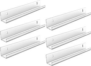 6 Pezzi Mensole Fluttuanti Moderne in Acrilico Trasparente Nero, Spessore 3mm, Supporto <span class=keywords><strong>da</strong></span> Parete per Dischi, Espositore per Camera <span class=keywords><strong>da</strong></span> Letto e Soggiorno, <span class=keywords><strong>Porta</strong></span> Riviste - Product Image 6