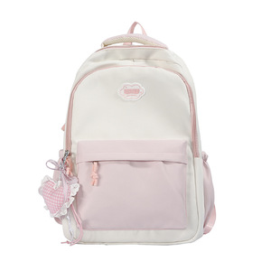 High-end contrasting color double-shoulder <b>bag</b> 2026 new trendy female <b>college</b> backpack large capacity short trip travel - Product Image 5