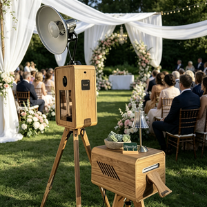 Nouvelle conception de photomaton de mariage rétro en bois double face avec support d'<span class=keywords><strong>imprimante</strong></span> compatible iPad, prix de gros portable - Product Image 2