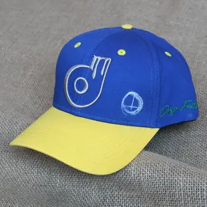 Sombrero de béisbol de ala curva de algodón de dos tonos con logotipo de bordado de cuero de Diseño de Moda de 5 paneles de alta calidad personalizado