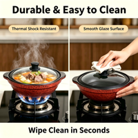 Casserole en céramique à double usage (induction et flamme nue) avec couvercle en verre, antiadhésive, compatible lave-vaisselle, 36 cm