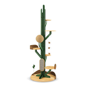 Condominio per Gatti Nordico a Forma di Cactus, 6 Livelli, in Sisal, Grande, Artistico, in Legno Massello, Ecologico, Moderno, Salvaspazio, per Soggiorno, Albero per Gatti 201cm, in Cartone - Product Image 4