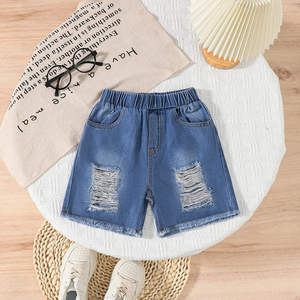 All'ingrosso 1-7 anni <span class=keywords><strong>blu</strong></span> Denim mezza vita <span class=keywords><strong>Shorts</strong></span> da ragazza alla moda per bambini pantaloncini in tessuto a maglia traspirante - Product Image 1