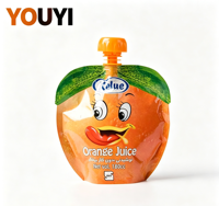 Sachets souples à bec verseur réutilisables, anti-fuite, de qualité alimentaire, en forme de fruit (orange), imprimés sur mesure, pour jus de fruits, vente en gros, OEM&ODM