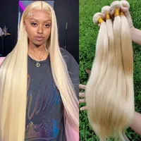 Extensions de cheveux brésiliens Remy 613 blonds raides de 30 pouces, 100 % naturels non traités, tissage double trame, couleur plus foncée uniquement