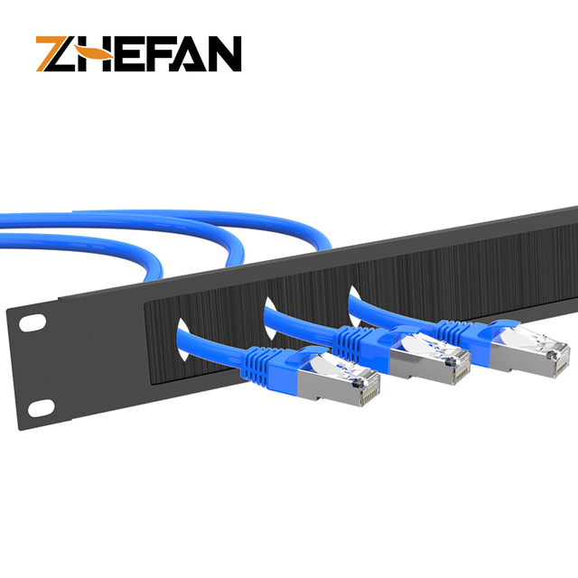 ZHEFAN Factory Supply Brush Panel 1u19inch Prevent Dust Panel Rack Mount Cable Management Panel with Brush
