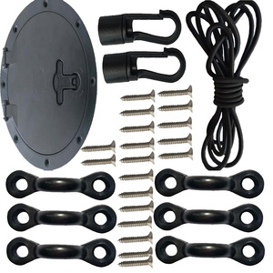 Kit d'accessoires pour kayak avec crochets à corde élastique, clips en C, vis et couvercle de trappe circulaire pour utilisation en plein air sur canoë et kayak - Product Image 2