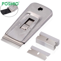 Foshio Grattoir multi-usages en acier au carbone avec lame de rasoir pour l'élimination des étiquettes de colle vieillies et le nettoyage des fours