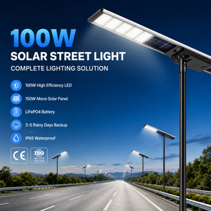 100W <b>LED</b> Solar Powered Street <b>Light</b> IP66 Waterproof for Road Parking Lot LCS-XY-66 3030 High Efficincy USA Brand <b>LED</b> Chip 220LM/ - Product Image 1