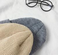 Gorro de punto de calavera lisa con puños Unisex de diseño personalizado de alta calidad