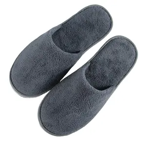 Grey coral velvet breathable and comfortable disposable hotel wholesale OEM slippers