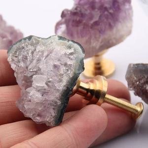 Unique <strong>Door</strong> Natural Quartz Cluster Stone Cabinet Drawer Brass Drawer Pulls Handles Crystal Handle <strong>Knobs</strong> Furniture <strong>Door</strong> Handle - Product Image 3