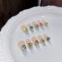 Paso Sico Strass pour Nail Art en Verre Cristal, Super Scintillants, Couleurs Bonbon Soda, à Fond Pointu, Forme Diamant, Effet Boule, pour Bijoux