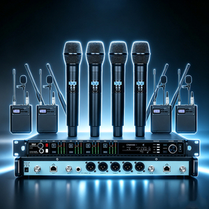 Sistema de micrófono inalámbrico de mano con 4 micrófonos Lavalier, UHF True Diversity, micrófono inalámbrico de 4 canales para reuniones, iglesias, escenarios, AD4Q - Product Image 4