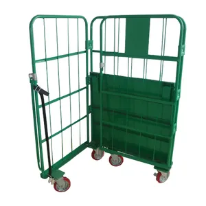 Nhà Máy giá bán buôn sơn tĩnh điện Heavy Duty dây thép cuộn container lưu trữ kim loại xe đẩy ráp CuộN lồng