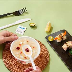 Cubertería de Plástico Certificada por la BPI, Juego de Cuchillo, Tenedor y Cuchara de Plástico de 7 Pulgadas, Desechable, para Comida Rápida de Estilo Occidental, Tamaño Mediano, para Llevar - Product Image 3