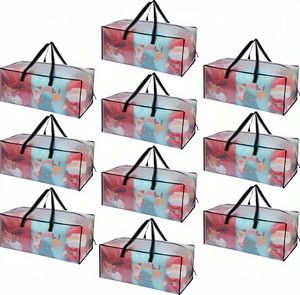 VENO Set di 10 Borse per Stoccaggio in PP Resistente (29x15x12) Design Natalizio Pieghevoli con Manico per Traslochi Vestiti Campeggio - Product Image 1