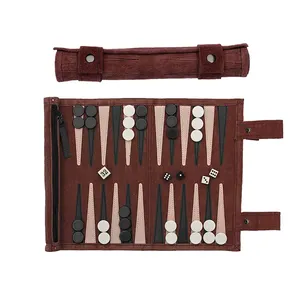 Roll Up Reise PU Leder Backgammon tragbare backgammon