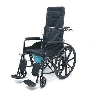 Sedia a Rotelle Manuale Completamente Reclinabile Pieghevole Leggera con WC Integrato e Capacità di 150 kg per Anziani Paralizzati Ausilio per la Deambulazione - Product Image 1