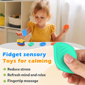 Pierres d'inquiétude texturées en silicone Jouets éducatifs pour bébés et enfants pour l'autisme Soulagement de l'anxiété Sensory Quiet Teething 0-24 Mois - Product Image 3