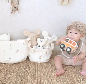 Sac de rangement multifonctionnel personnalisable <span class=keywords><strong>pour</strong></span> <span class=keywords><strong>bébé</strong></span>, broderie, couches, vêtements, jouets, seau de rangement, literie - Product Image 2