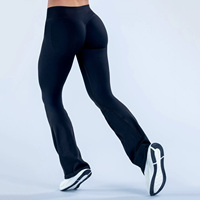 Pantalon large sans couture pour femme avec logo personnalisé, respirant, séchage rapide, pour la course, l'entraînement, le yoga, pantalon évasé, leggings évasés à haute élasticité
