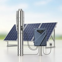 Pompe submersible solaire hybride AC/DC à haut débit, 2HP 36m³/h, grand débit, sortie 3 pouces, impulsionneur en acier inoxydable pour l'irrigation agricole